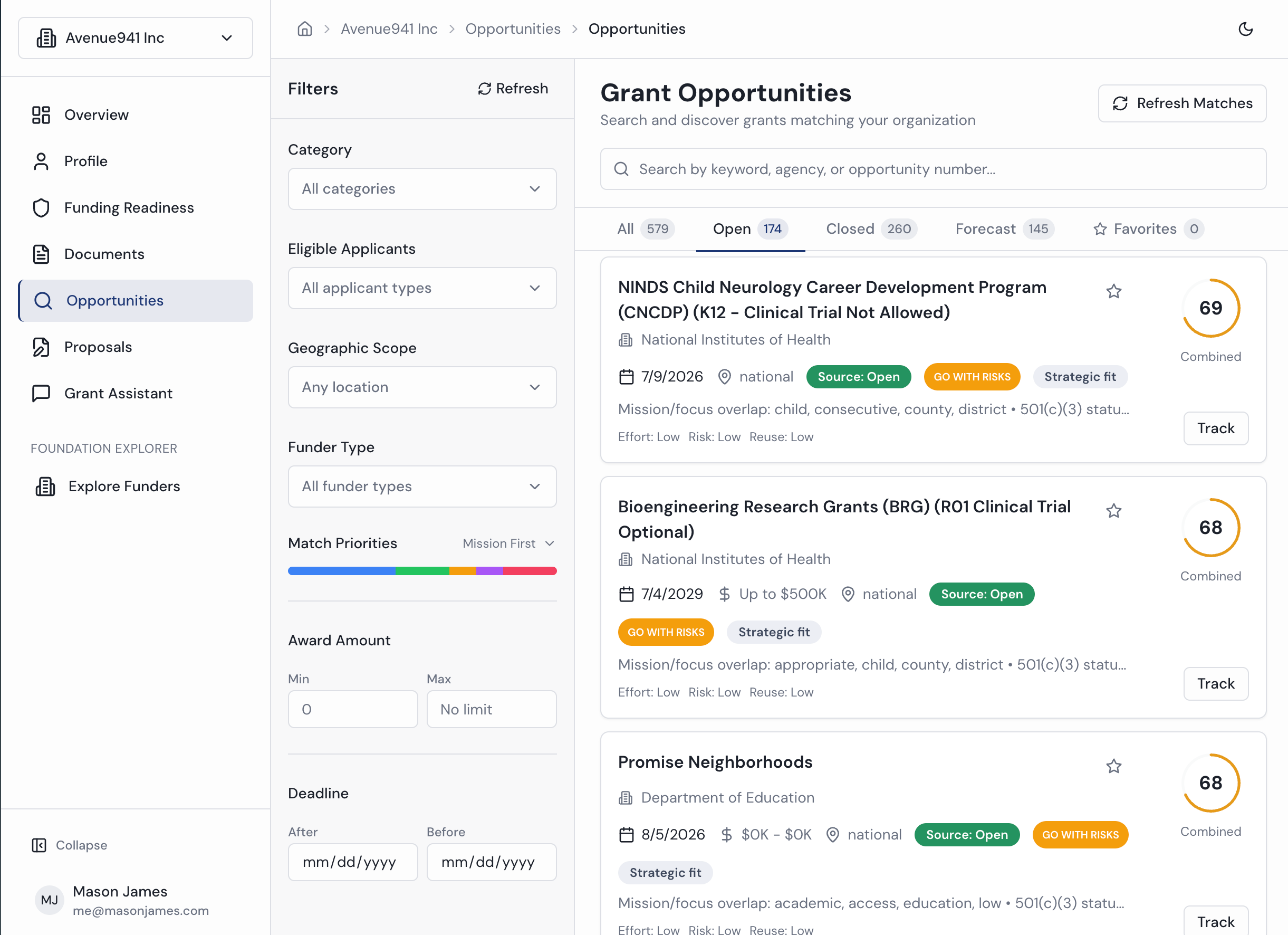 Live Grant Opportunities Dashboard